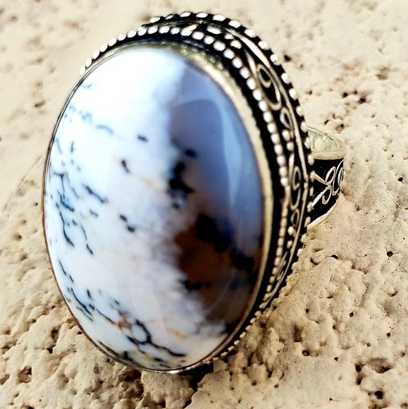 New Dendritic Opal 925 Silver Ring. - Picture 12 of 12